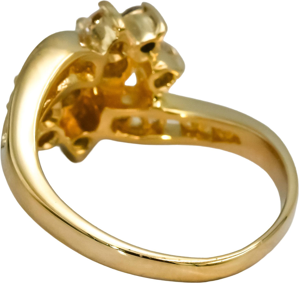 14k Yellow Gold VS Round Diamond Cluster Cocktail Ring 1.0CT Size 6.5