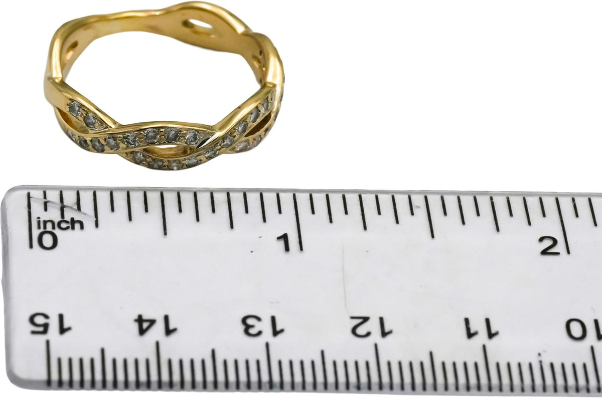 14k Yellow Gold Round Diamond Entwined Twisted Band Ring 0.66CT Size 9.5