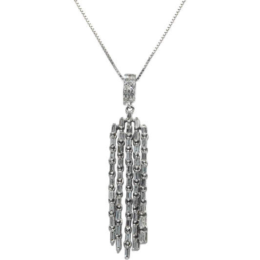 10k White Gold 0.50CT Diamond Tassel Pendant Chain Necklace