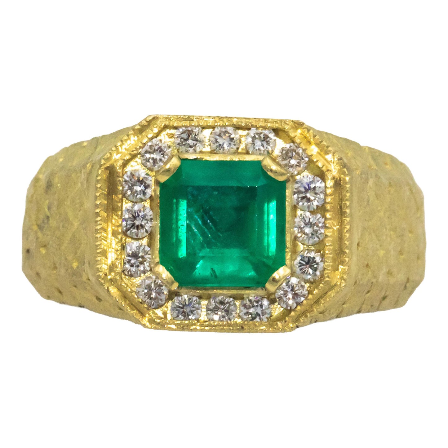 STAMBOLIAN 18k Gold Emerald & Diamond Men's Ring w/ GIA Emerald report 2.45CT