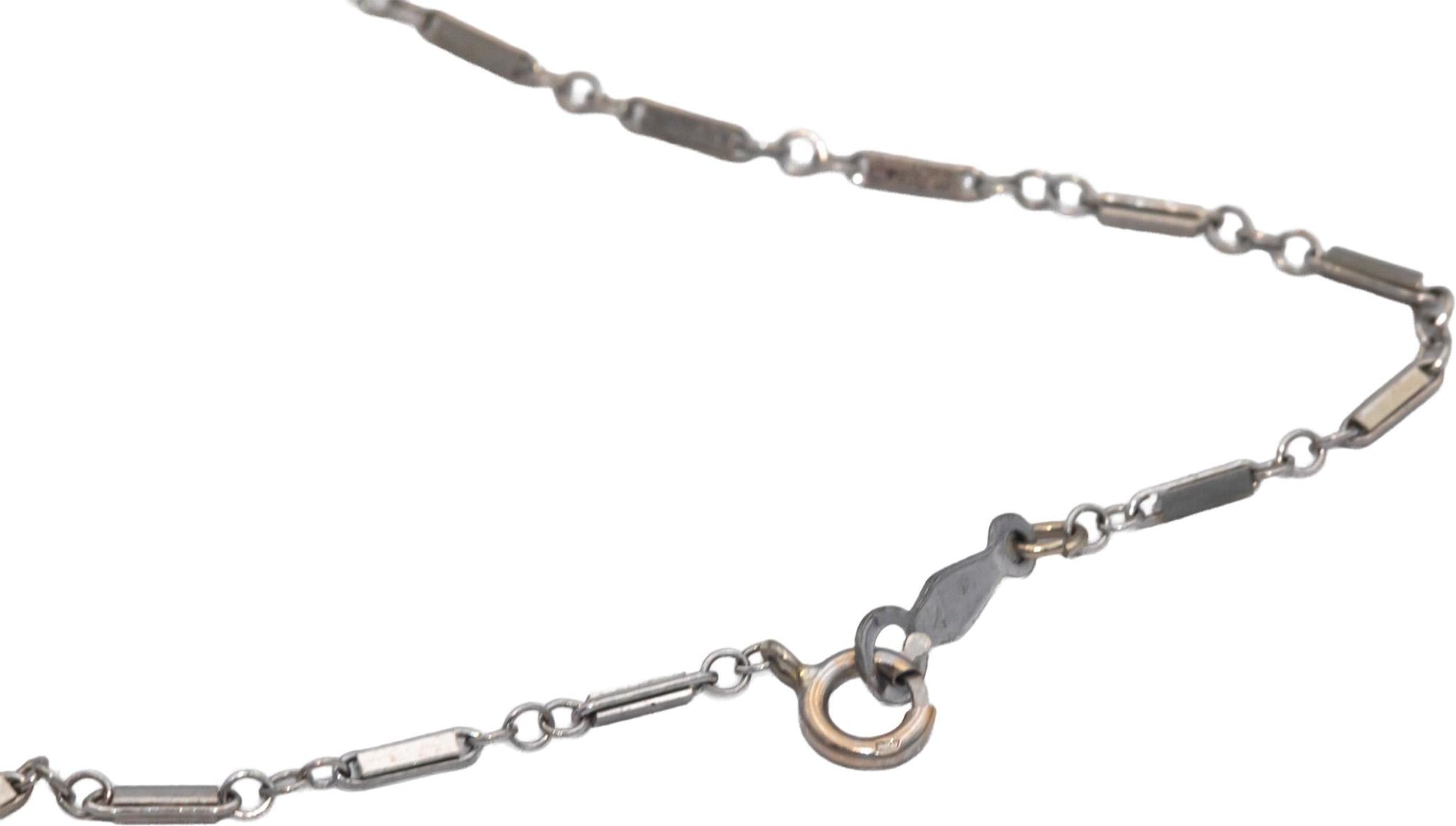 Vintage Antique 14k White Gold 0.75CT VS Diamond Fixed Pendant Necklace