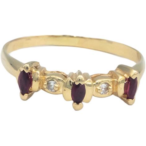 14k Yellow Gold 0.29CT Diamond and Ruby Band Ring Size 10