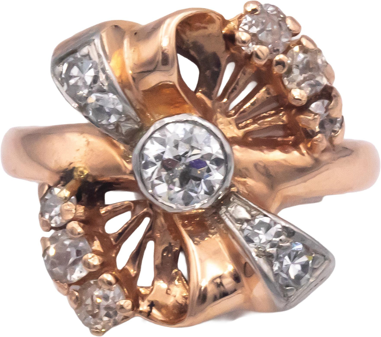 Retro Vintage 14k Rose Gold 0.75CT VS Diamond Ring Size 5.75