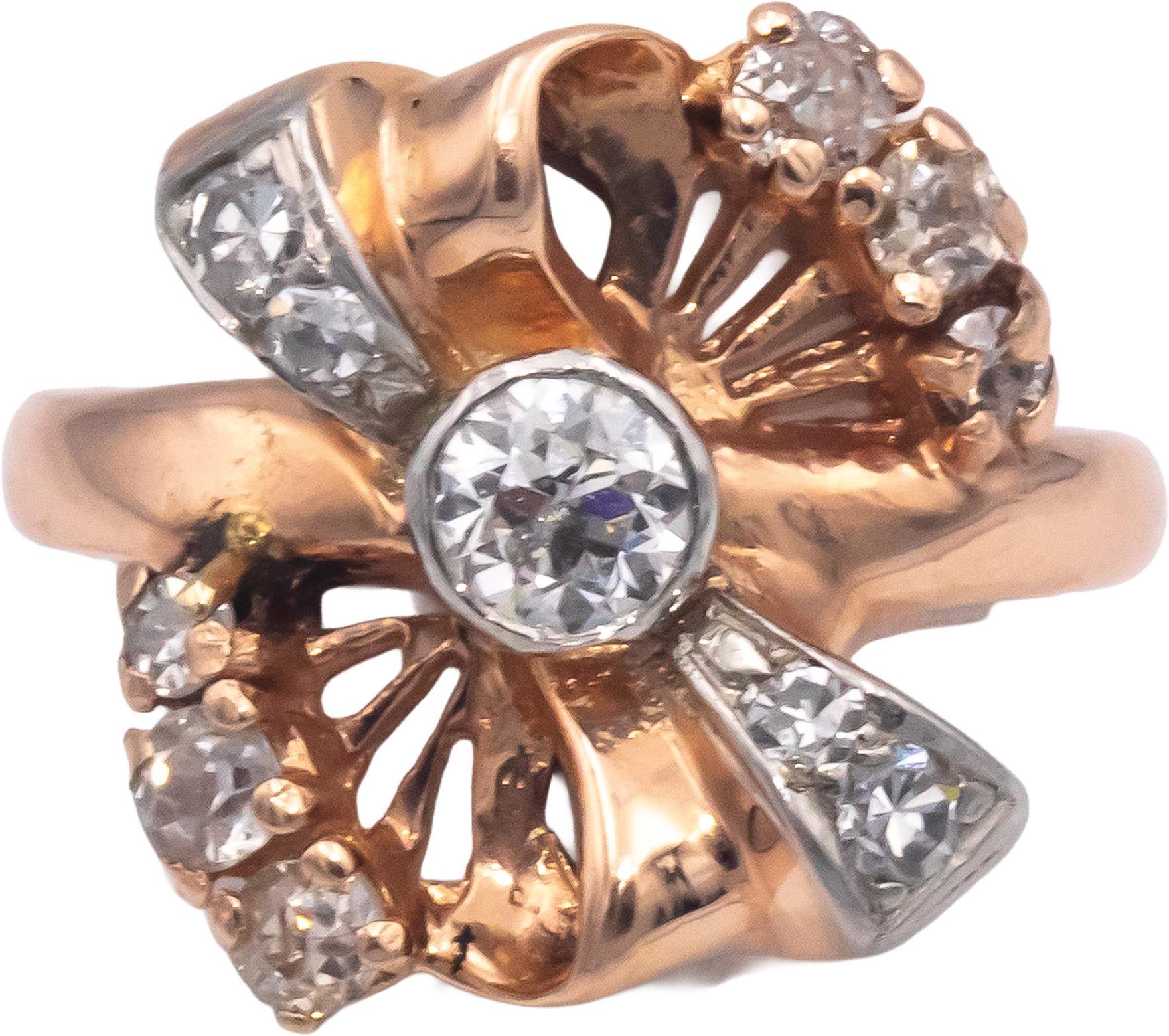 Retro Vintage 14k Rose Gold 0.75CT VS Diamond Ring Size 5.75