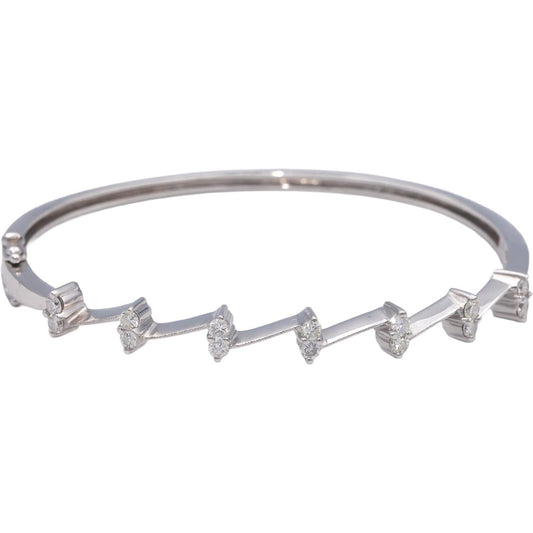 18k White Gold Jewelry 0.55CT Round Cut Diamond Bangle Bracelet