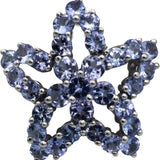 10k White Gold Round Tanzanite Star Floral Cocktail Ring 1.50CT Size 7