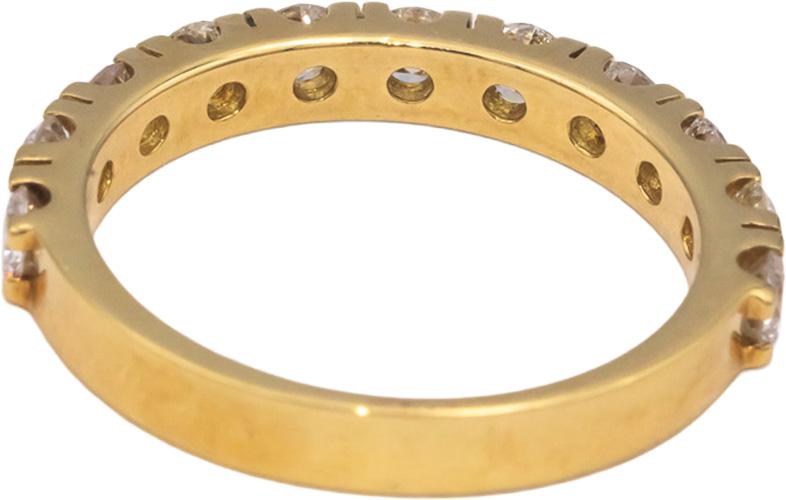 18k Yellow Gold VS Round Cut Diamond Semi-Eternity Band Ring 1.12CT Size 7.5