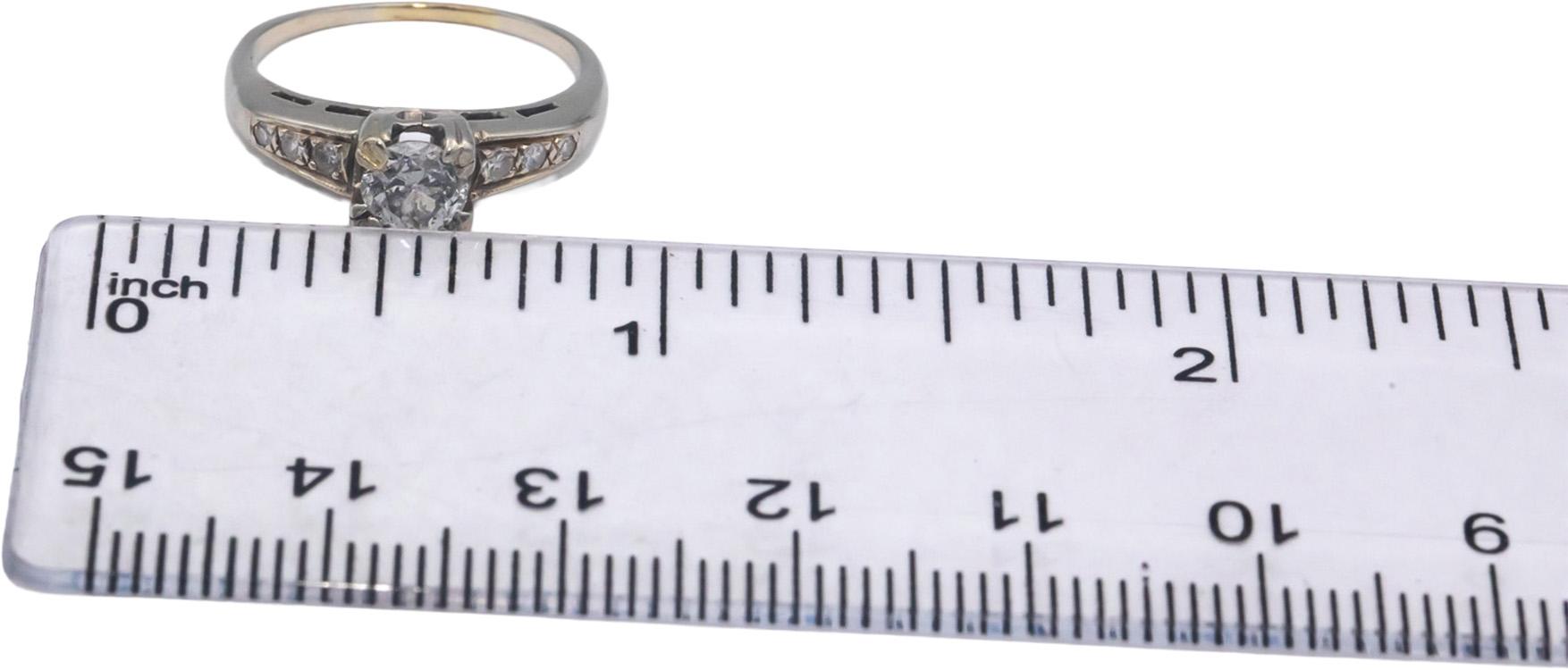 Vintage Antique 14k White Gold 0.40CT Old Euro Engagement Ring w/ 0.35 Center