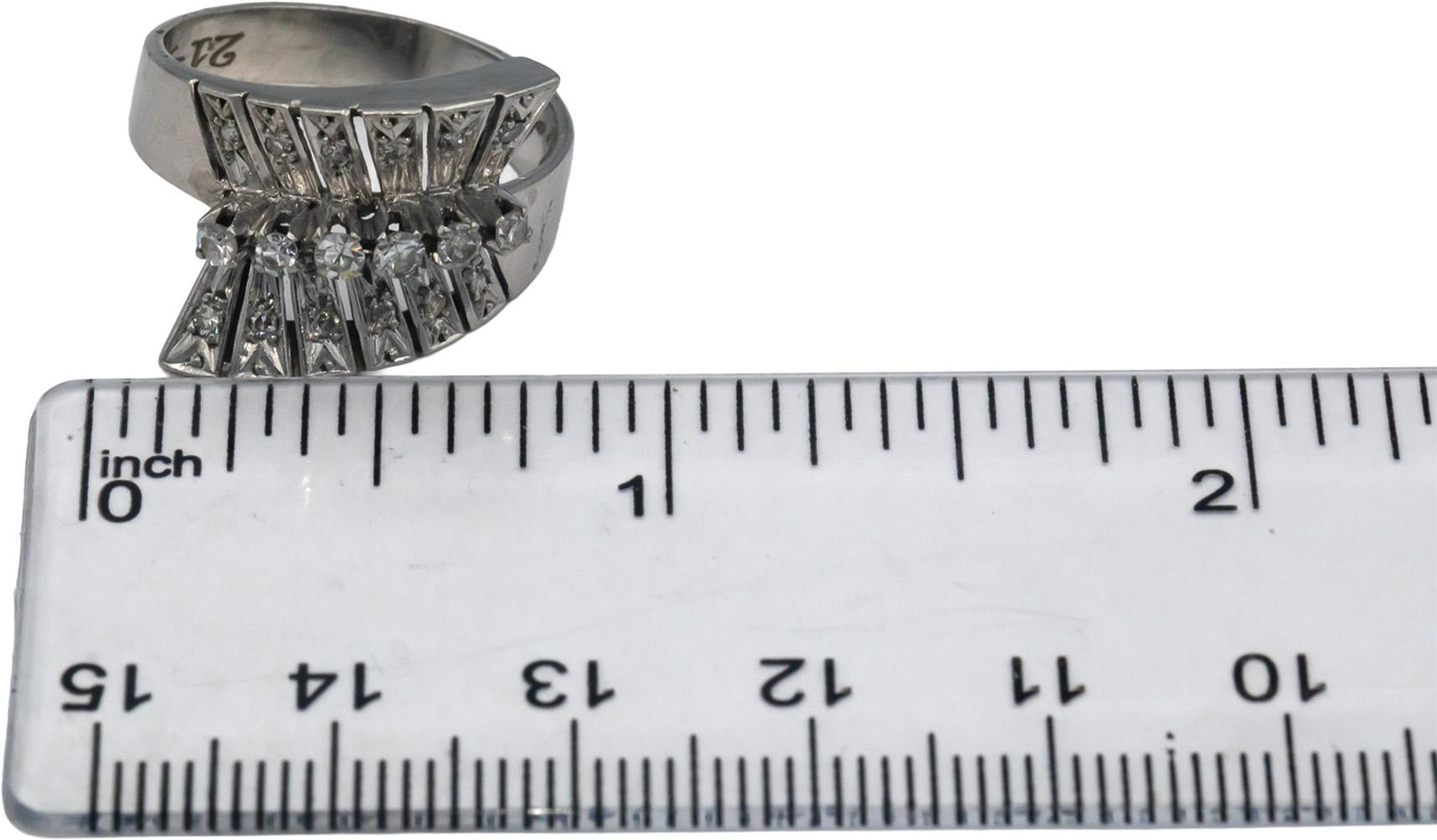 Vintage 14k White Gold 0.33CT VS Diamond Retro Ring Size 6.5