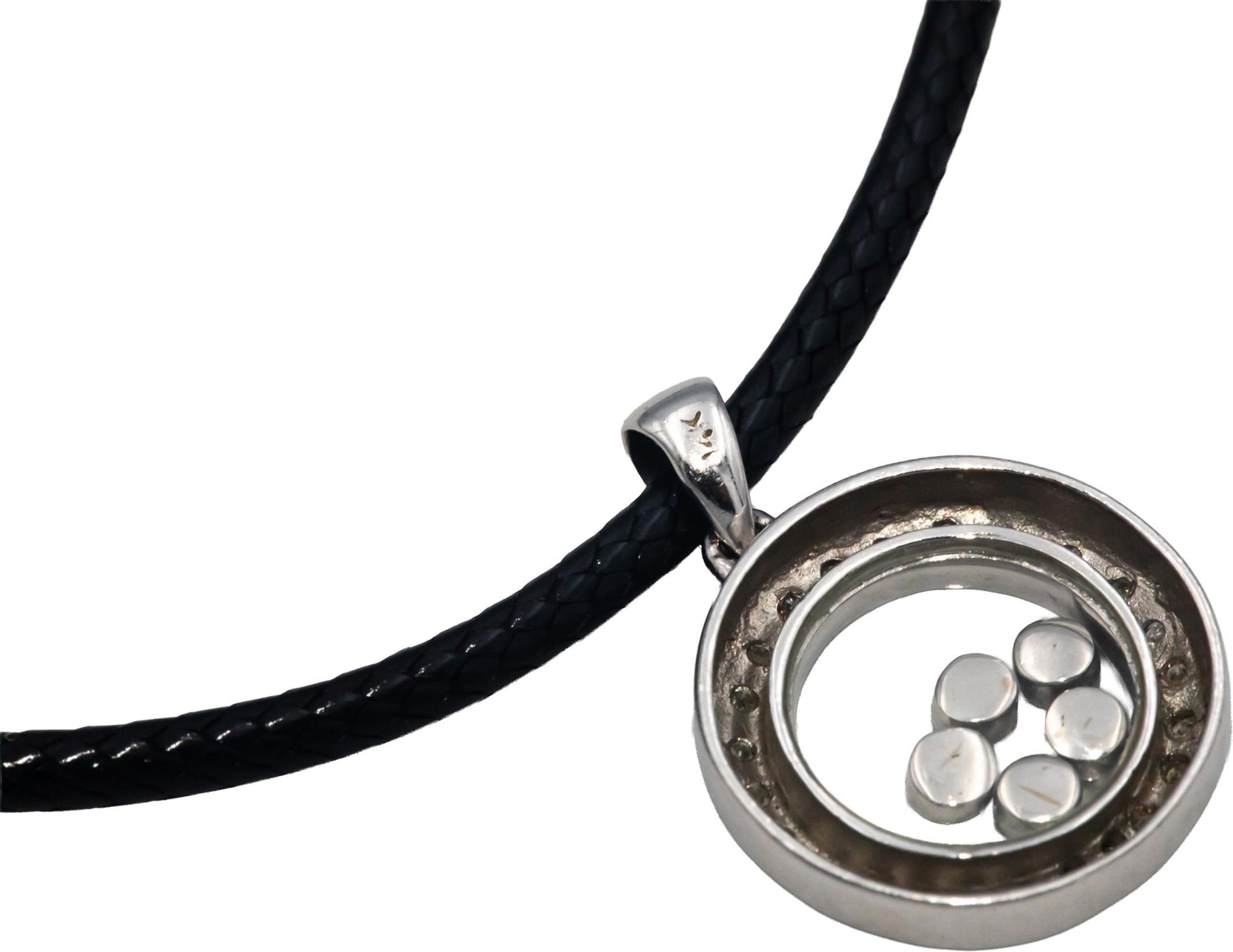 14k White Gold 0.25CT Round Cut Diamond Moving Diamond Pendant Necklace