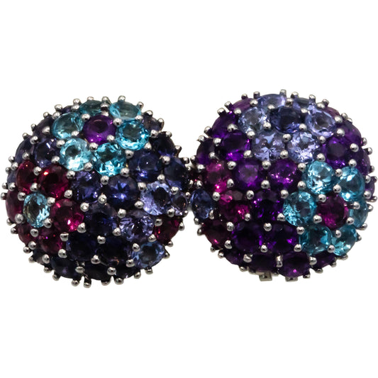 PASQUALE BRUNI 18k White Gold Assorted Gemstone Cluster Button Earrings