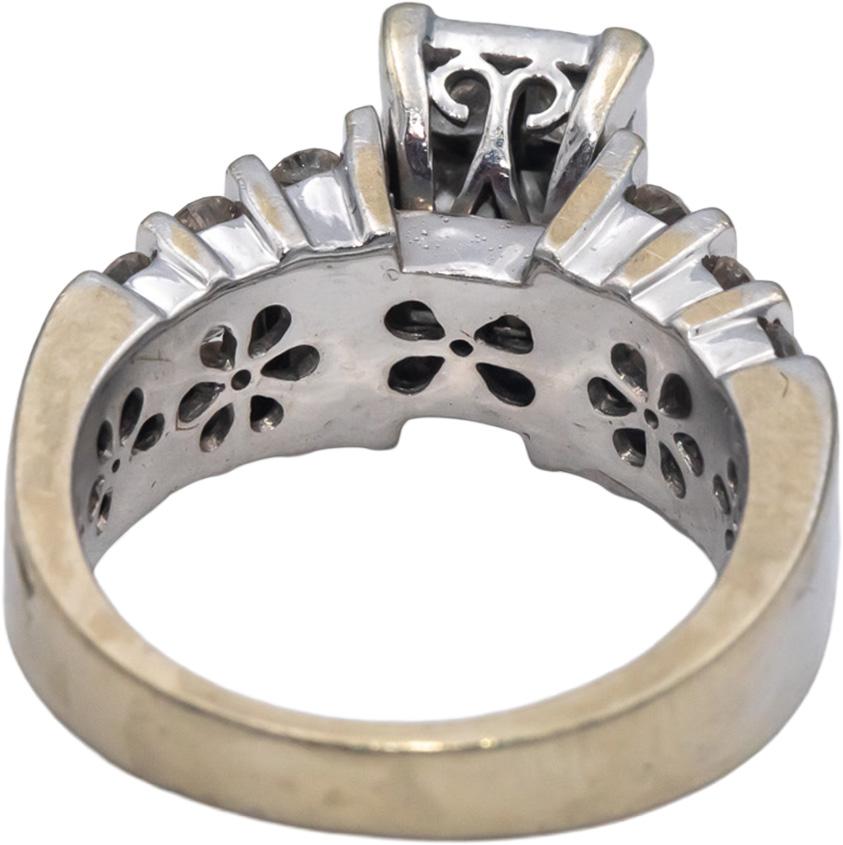 14k White Gold 2.0CT Princess and Round Cut Diamond Ring Size 7