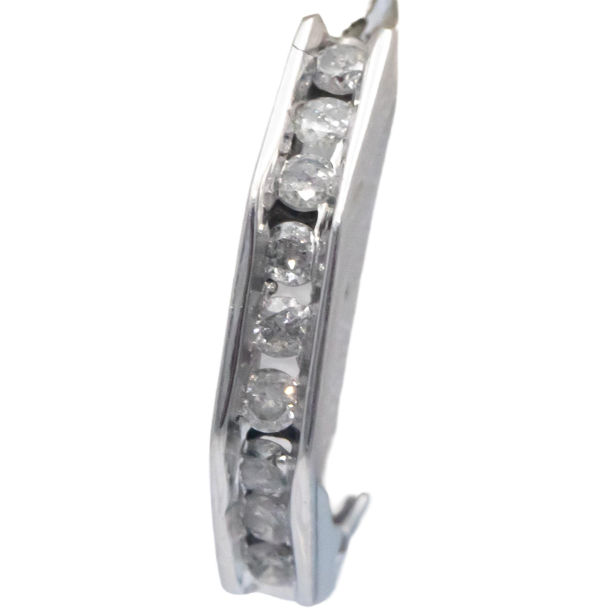 10k White Gold 0.25CT Round Cut Diamond Huggie Hoop Earrings