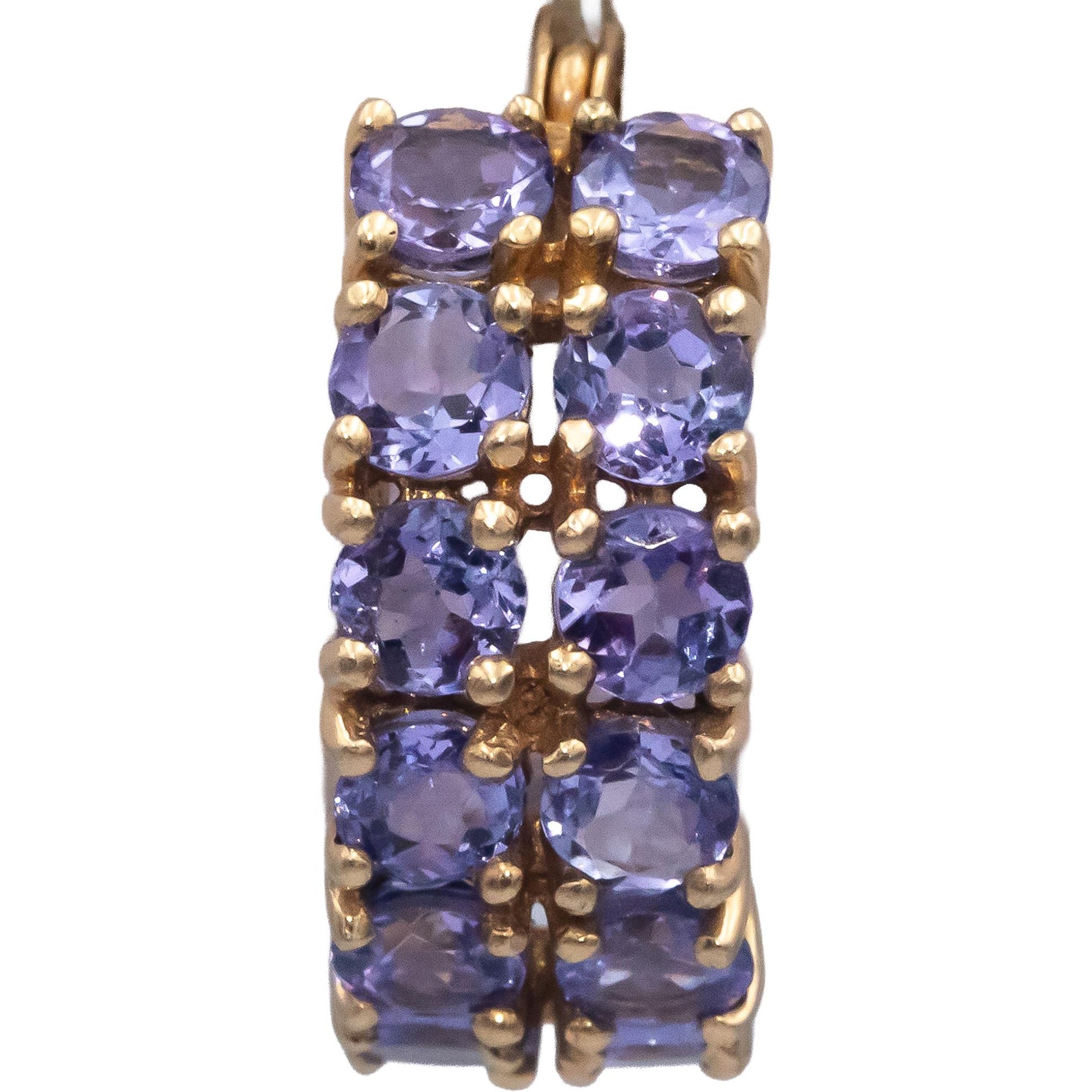 10k Yellow Gold 2.50CT Round Cut Tanzanite Huggie Earrings