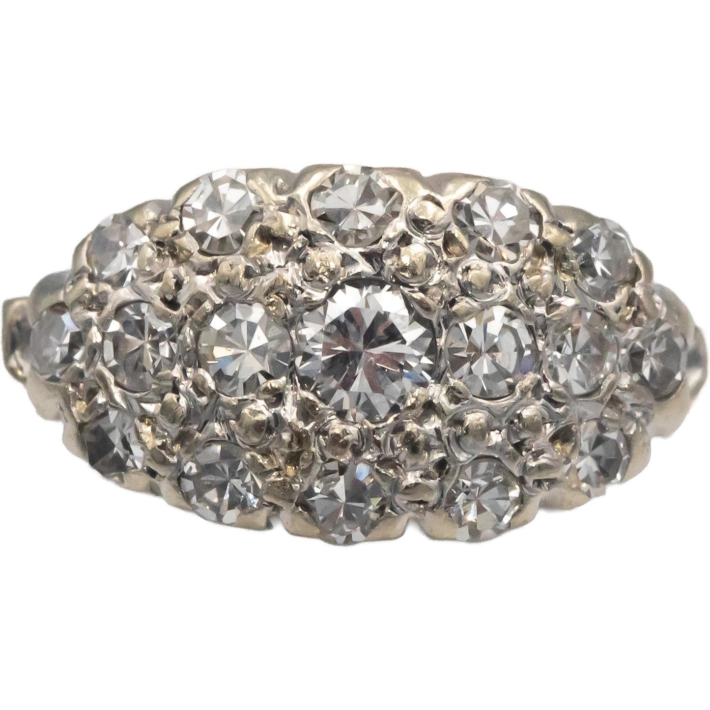 Antique Vintage 14k White Gold 0.50CT Round Cut Diamond Ring Size 3.5