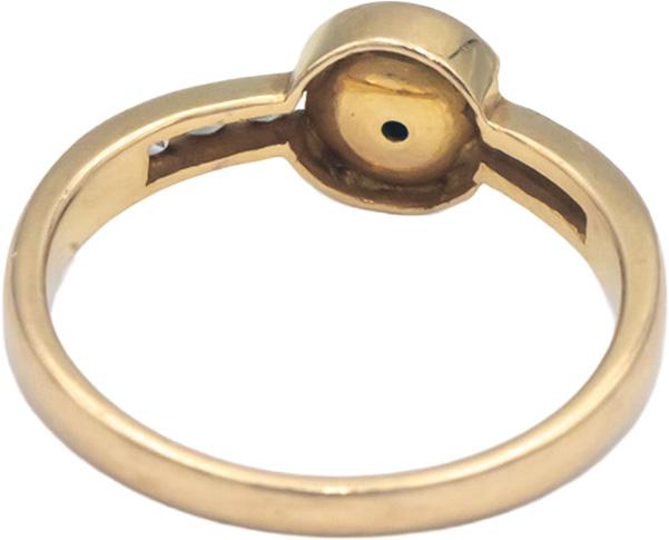 18k Yellow Gold Jewelry 0.10CT Round Diamond and Cabochon Jade Ring Size 4.75