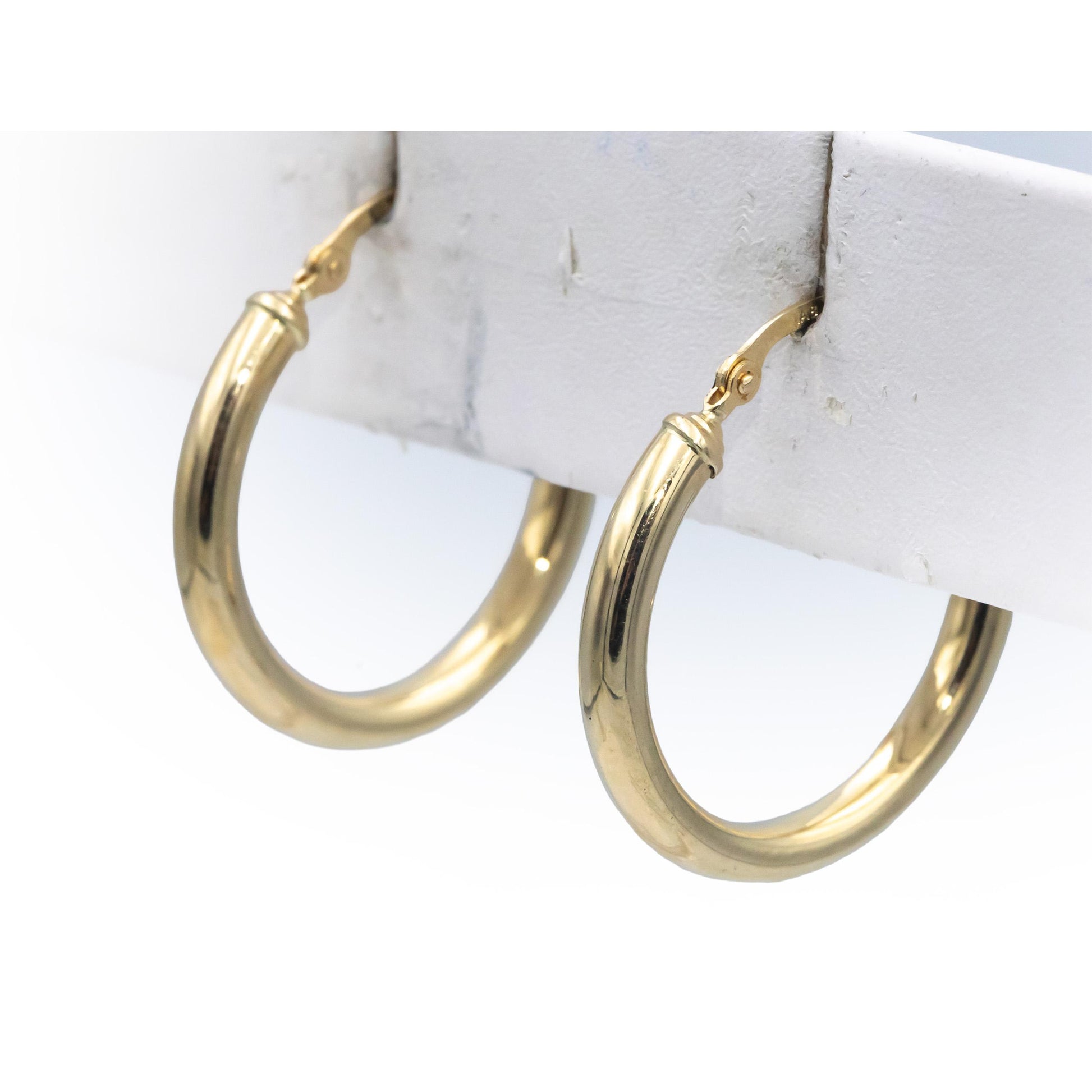 14k Yellow Gold Jewelry 25mm Diameter Hoop Earrings