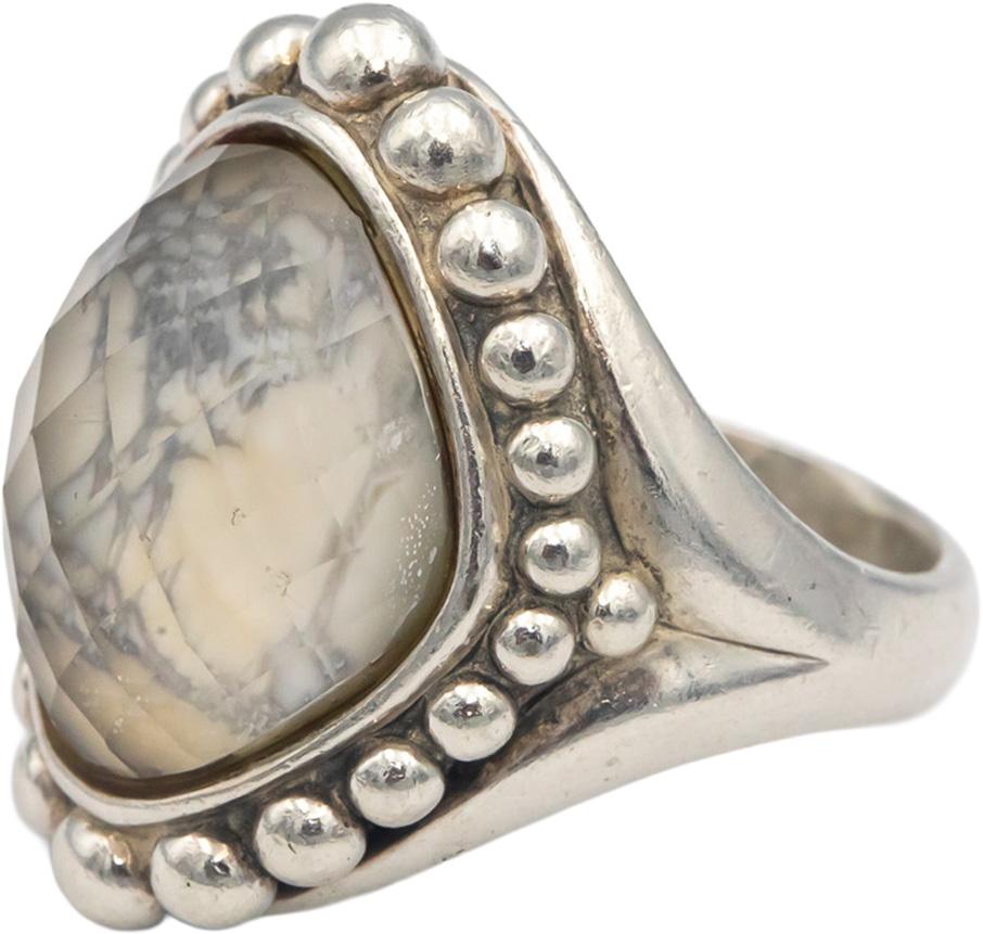 LAGOS Sterling Silver 17.0 x 16.0mm Quartz Caviar Glacier Ring Size 9