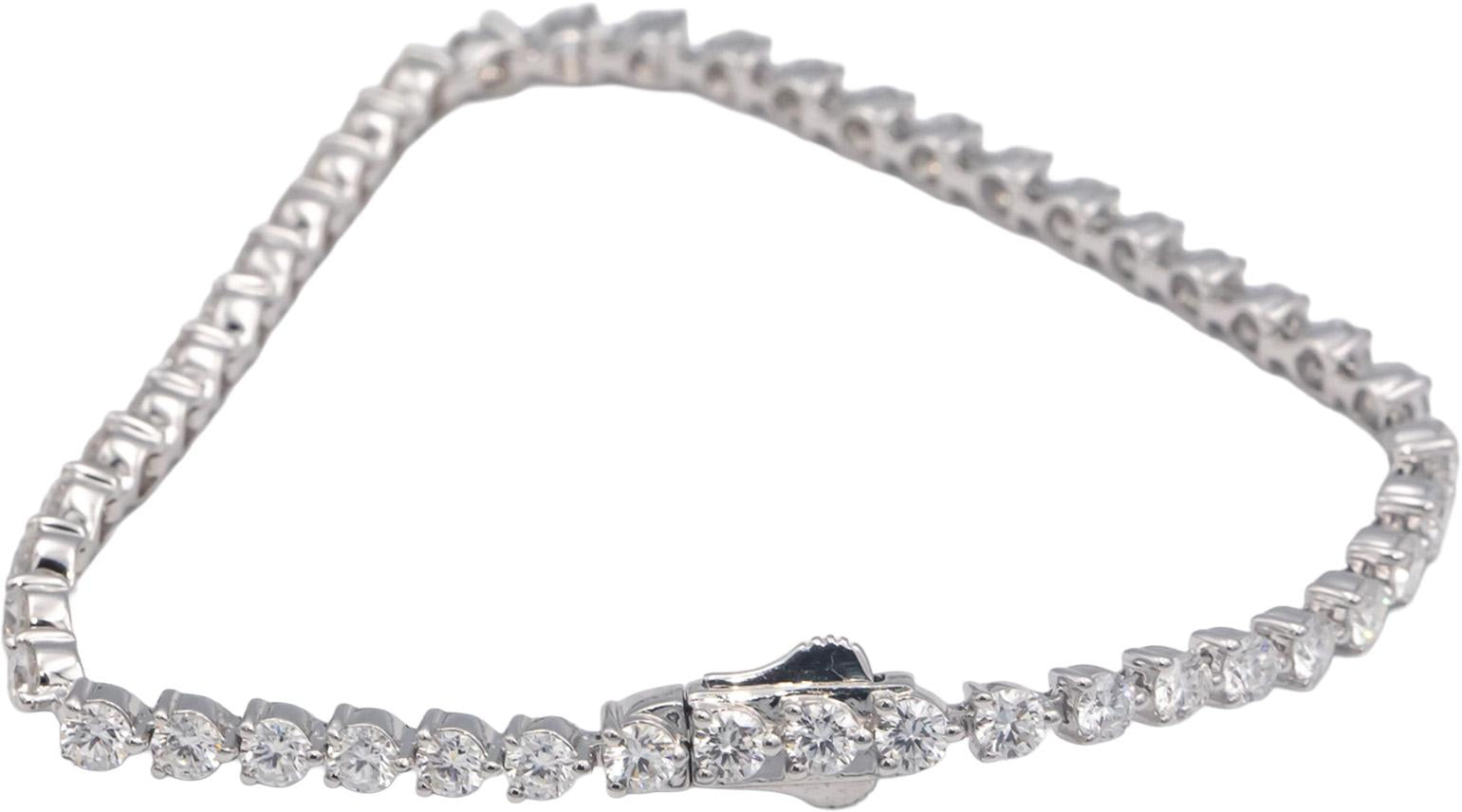 14k White Gold VS1-VS2 Lab Grown Round Diamond Tennis Bracelet 5.77CT