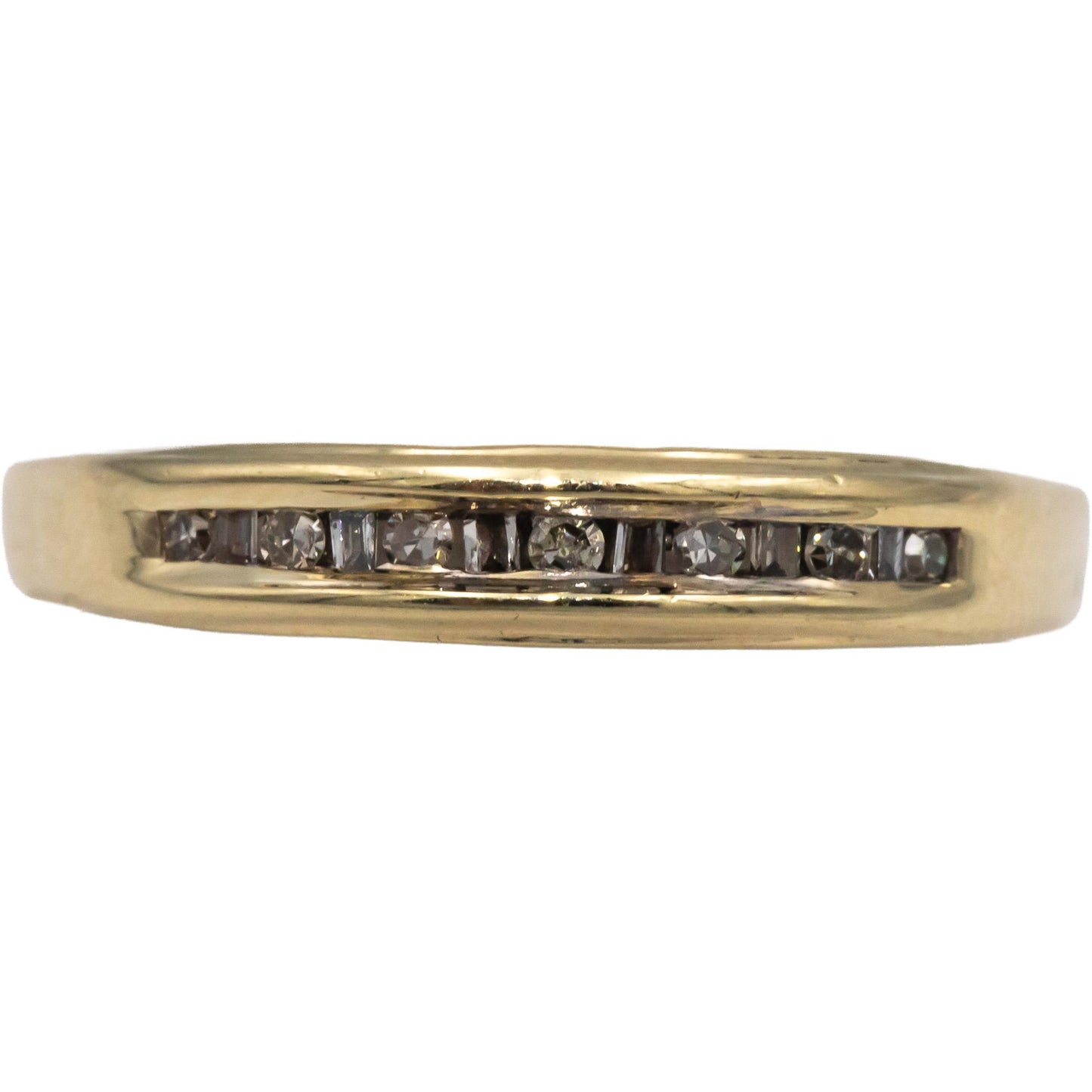 10k Yellow Gold Diamond Channel Set "MOM" Band Ring 0.15CT Size 8.25