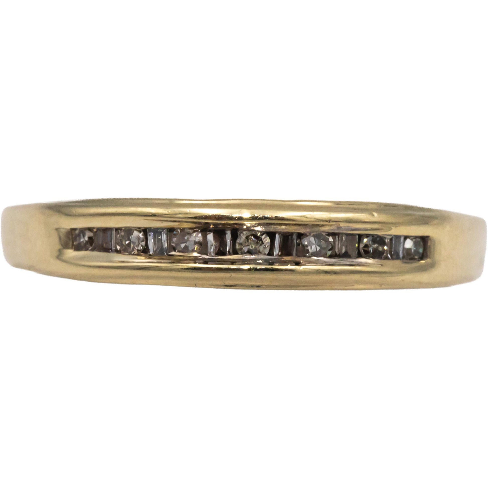 10k Yellow Gold Diamond Channel Set "MOM" Band Ring 0.15CT Size 8.25