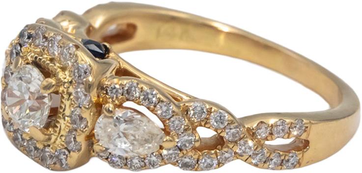 VERA WANG LOVE 14k Gold Diamond Engagement Ring 1.0CT w/ .35CT Center Sz 7.75