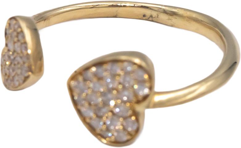 Diamond Round Cut 14k Yellow Gold Cluster Heart Cuff Ring 0.25CT Size 6