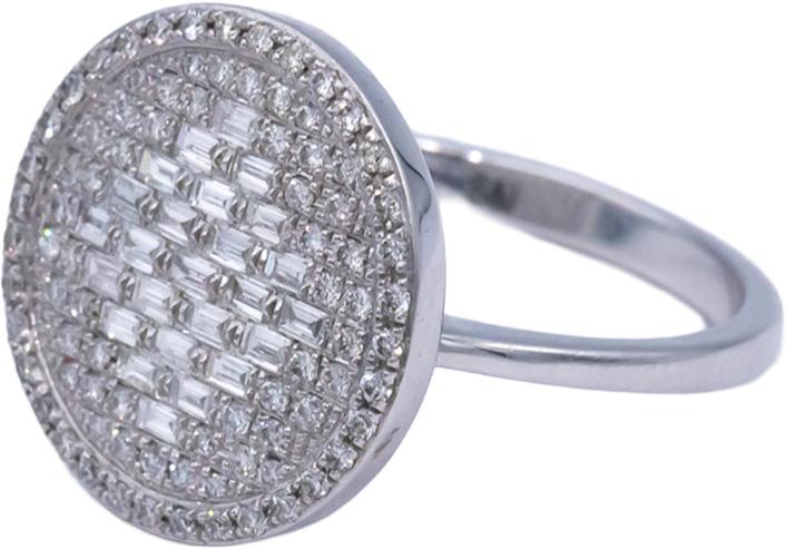 14k White Gold VS Baguette & Round Diamond Cluster Cocktail Ring .75CT Size 6.75