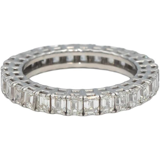 18k White Gold Jewelry VS Emerald Cut Diamond Eternity Band Ring 1.64CT Size 7