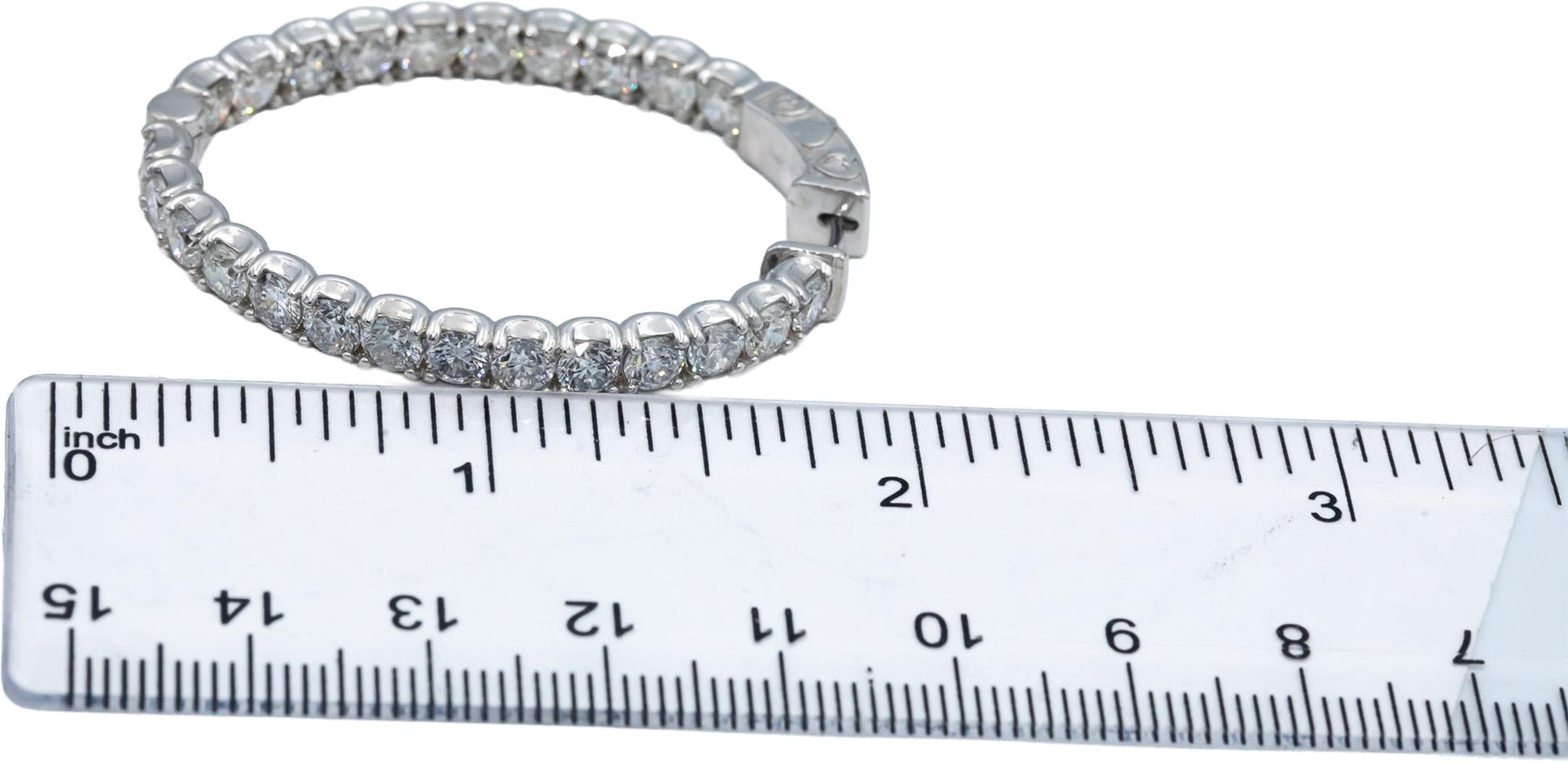 18k White Gold VS Round Diamond Inside Out Circle Hoop Earrings 7.33CT