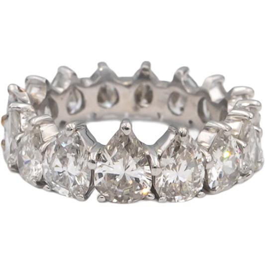 Platinum VS Pear Cut Diamond Graduated Eternity Band Ring 4.0CT Size 6