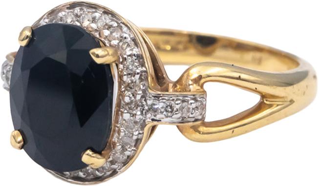 14k Yellow Gold Oval Sapphire & Round Diamond Halo Ring 4.20CT Size 6