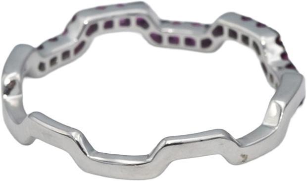 18k White Gold Round Diamond Zig Zag Stackable Band Ring 0.06CT Size 7