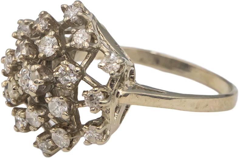 14k White Gold Round Diamond Cluster Cocktail Ring 0.75CT Size 7.5