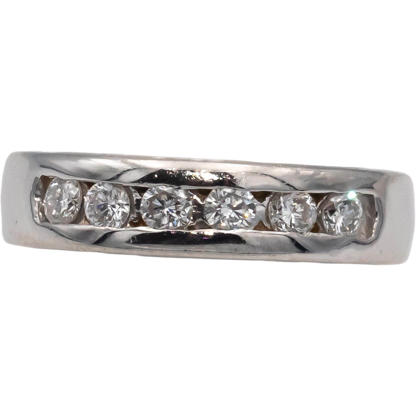 14k White Gold VS Round Channel Set Diamond Band Ring 0.50CT Size 7.25