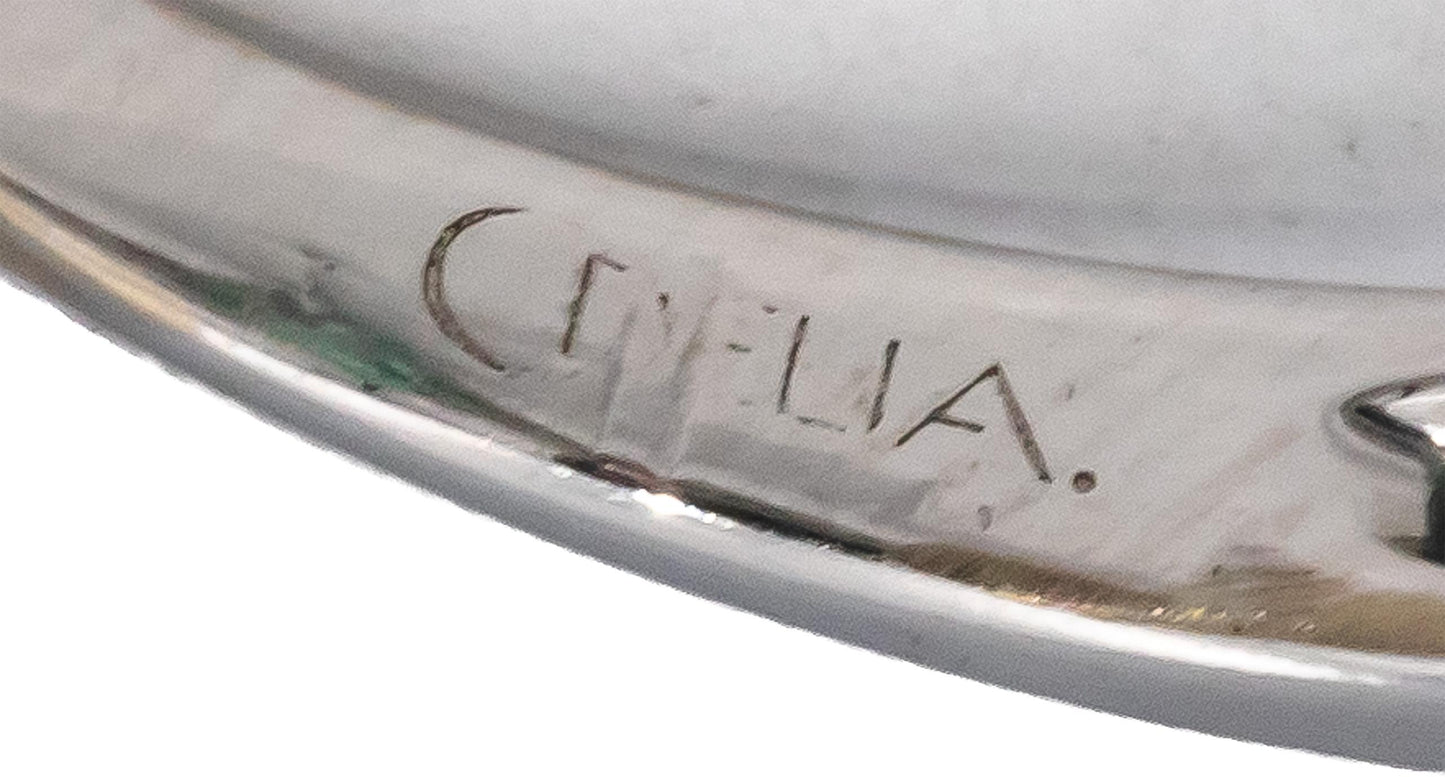 ODELIA 18k White Gold Round Diamond & Emerald Halo Cocktail Ring 2.56CTW Size 6