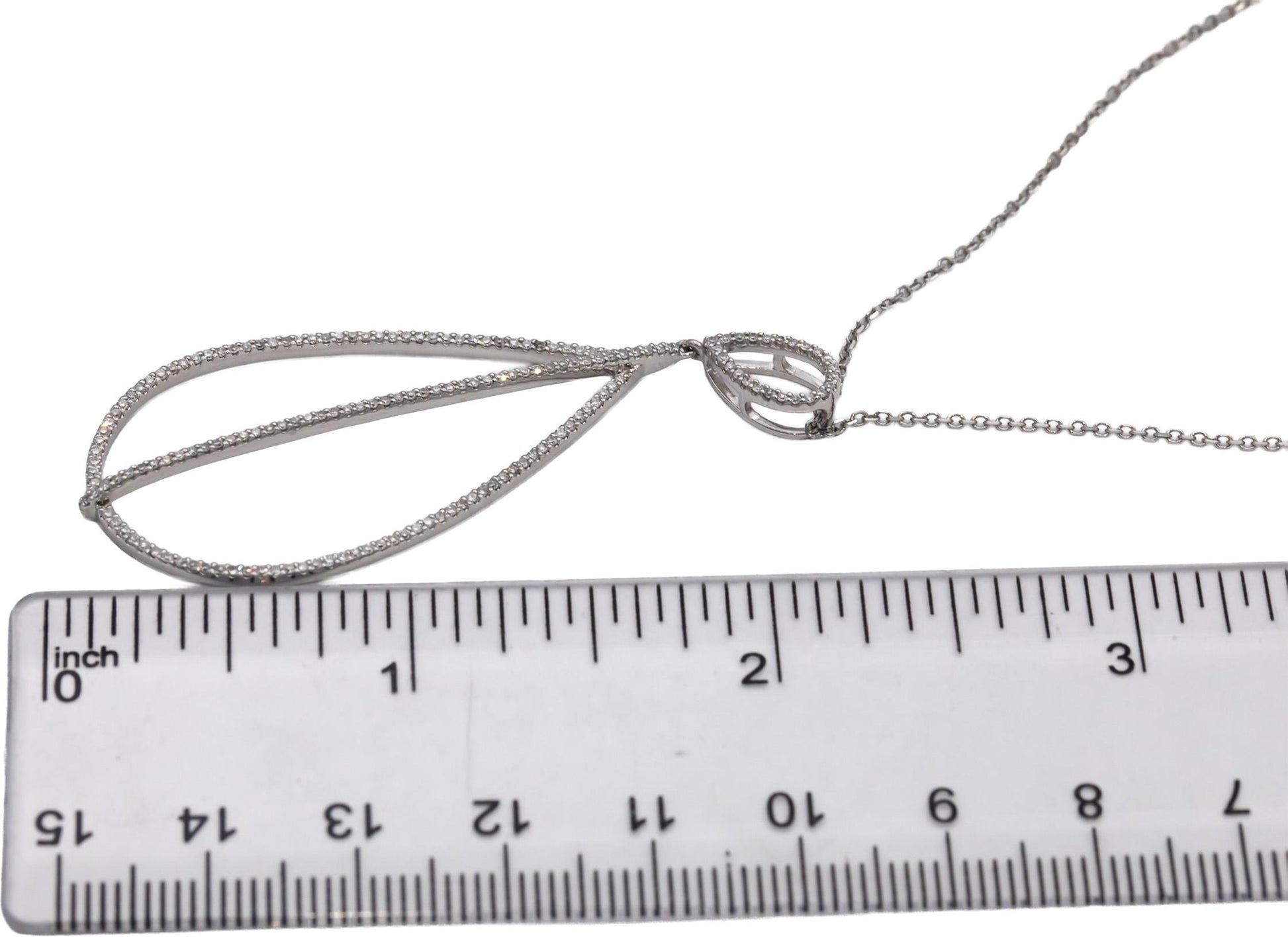 VERA WANG LOVE 10k White Gold Round Diamond Pear Shaped Pendant Necklace 0.50CT