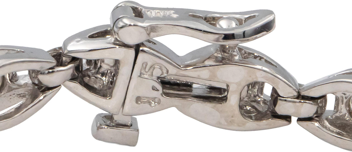 14k White Gold Round Bezel Set Diamond Fancy Link Bracelet 1.60CT