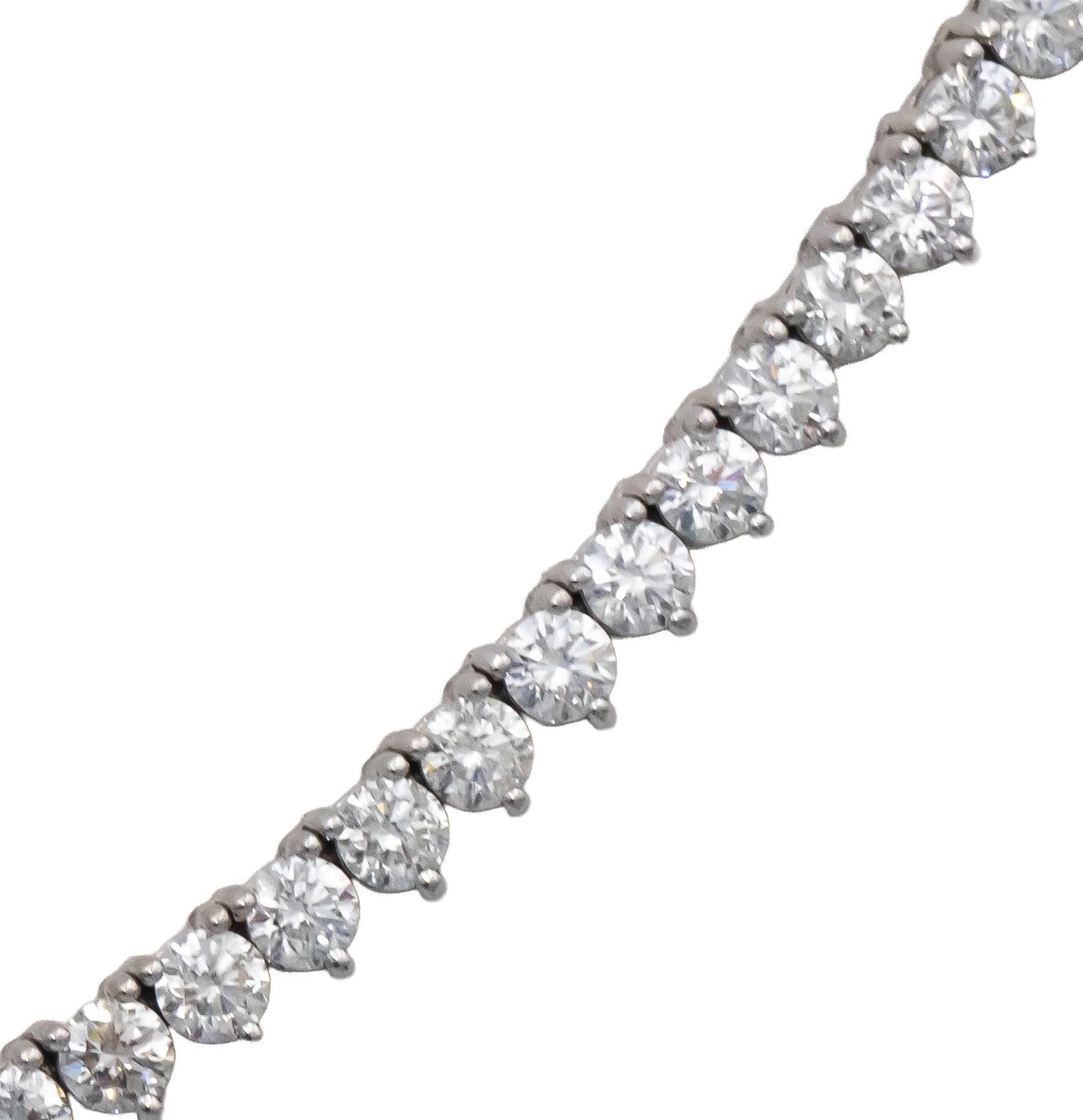 14k White Gold Round Diamond Three-Prong Tennis Necklace 11.81CT