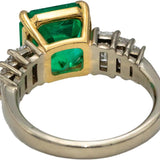 GIA 18k White & Yellow Gold Colombian Emerald & Diamond Ring 4.32CTW Size 6.25