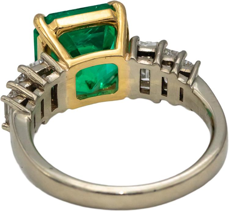 GIA 18k White & Yellow Gold Colombian Emerald & Diamond Ring 4.32CTW Size 6.25