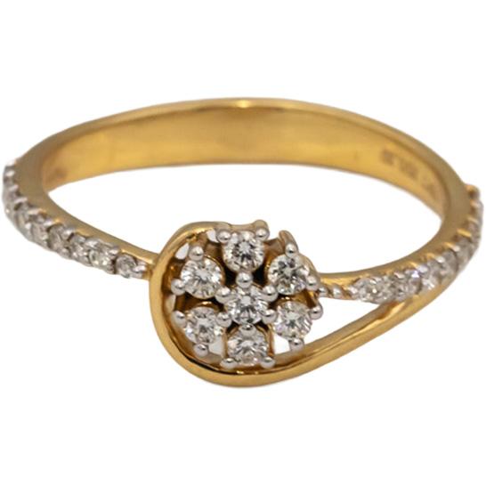 18k Yellow Gold VS Round Diamond Cluster Flower Band Ring 0.30CT Size 6.25