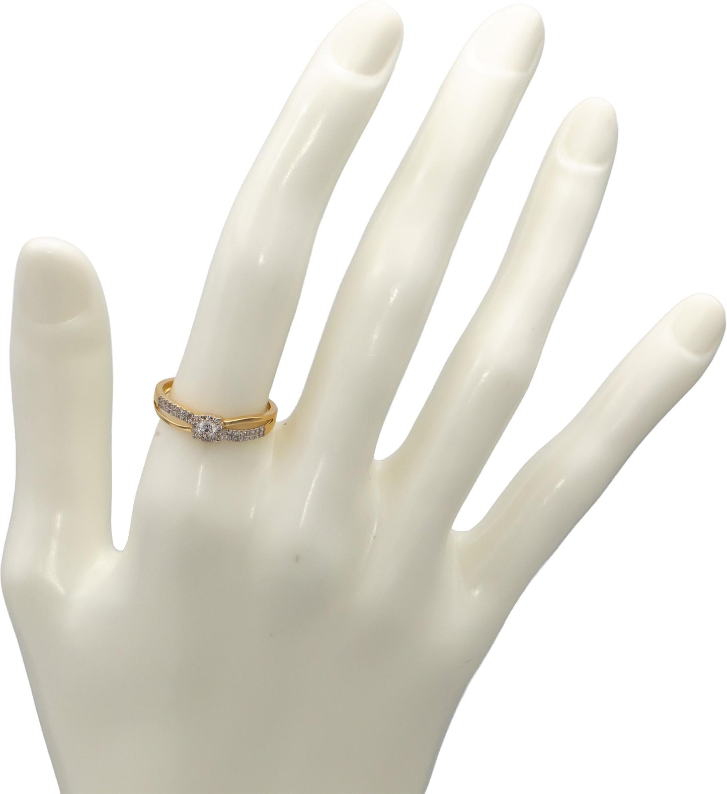 18k Yellow Gold VS Round Diamond Cluster Band Ring 0.26CT Size 6.5
