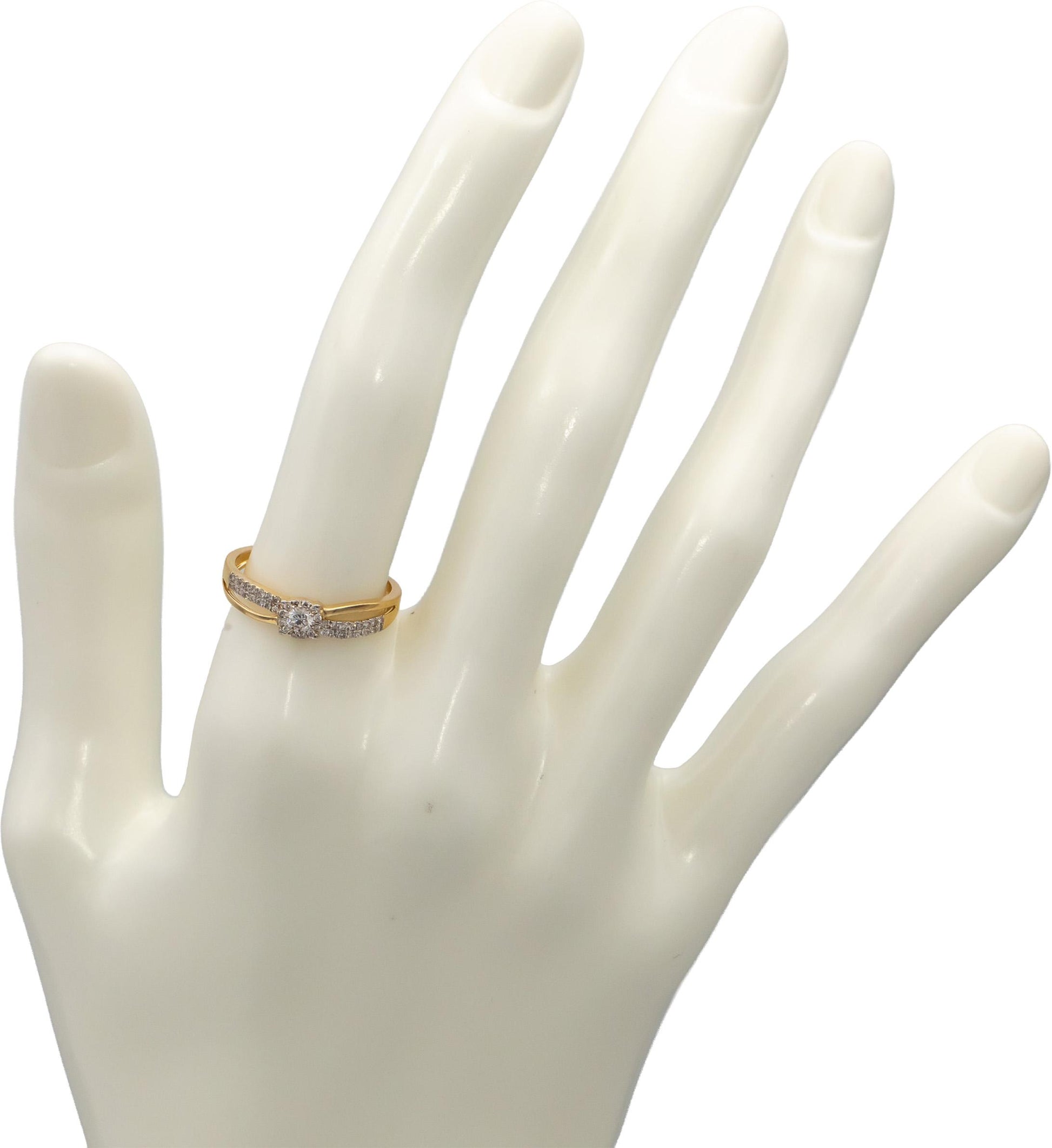 18k Yellow Gold VS Round Diamond Cluster Band Ring 0.26CT Size 6.5