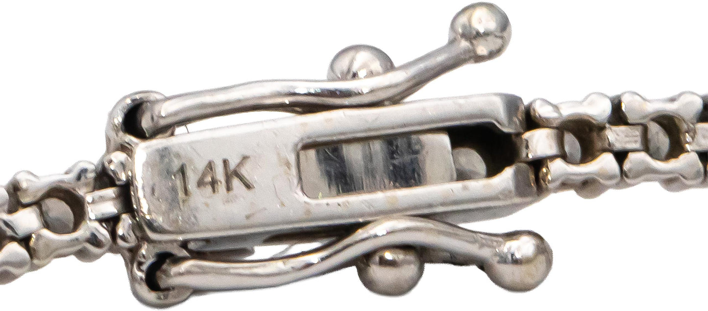 14k White Gold Round Diamond Tennis Bracelet 2.25CT