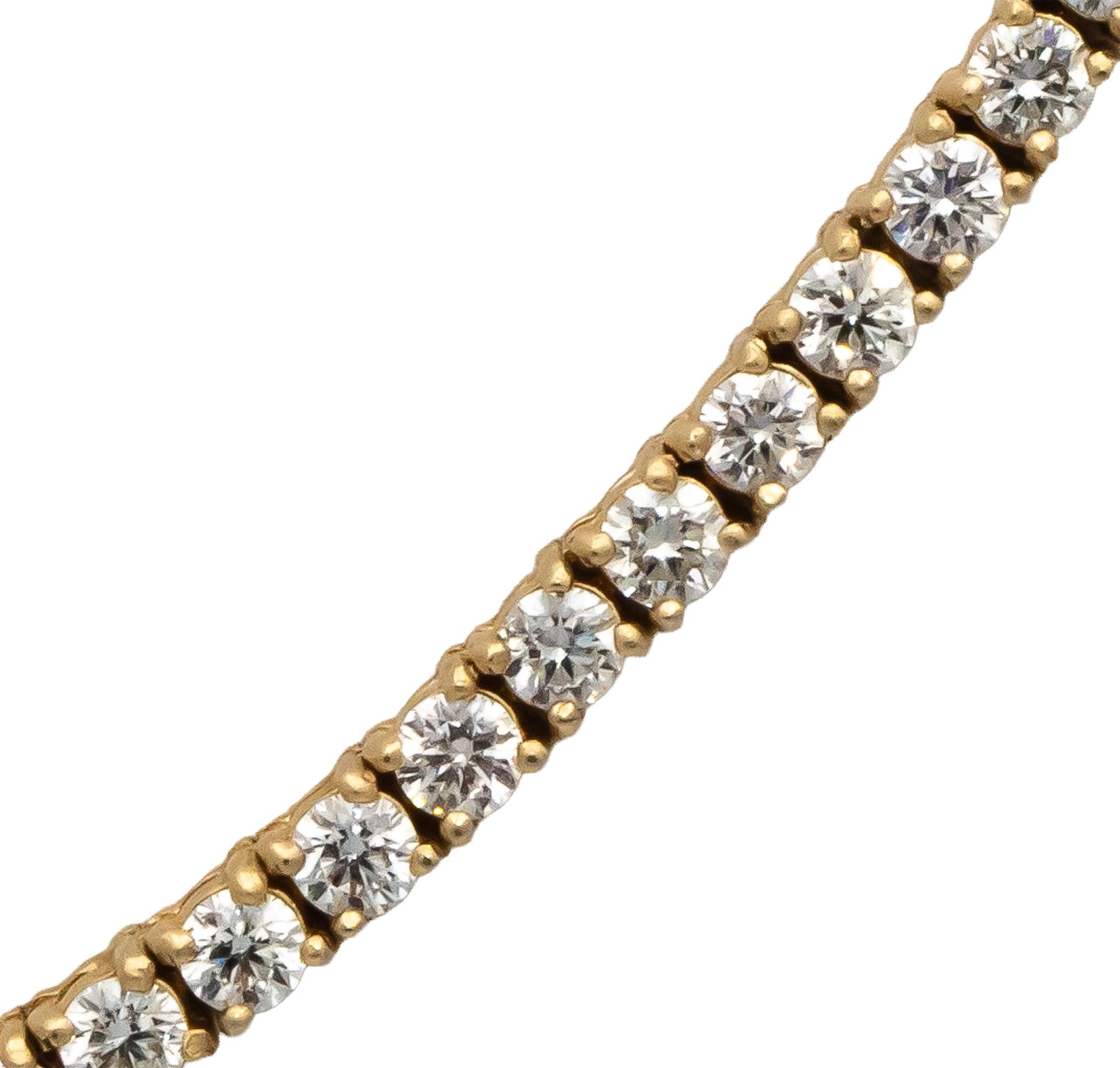 14k Yellow Gold VS Round Diamond Tennis Necklace 7.68CT