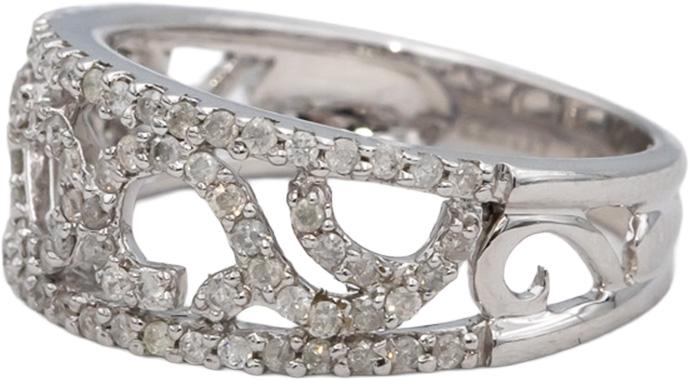 14k White Gold Round Diamond Wide Band Ring 0.35CT Size 7.5