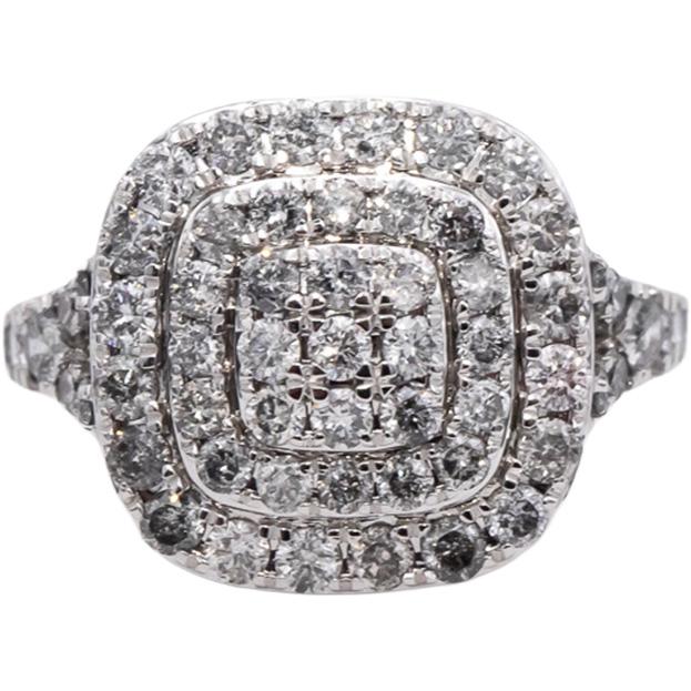10k White Gold Round Diamond Cluster Cocktail Ring 2.0CT Size 7