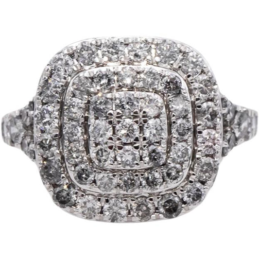 10k White Gold Round Diamond Cluster Cocktail Ring 2.0CT Size 7