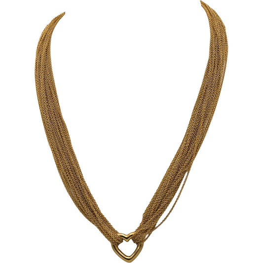 TIFFANY & CO. 18k Yellow Gold Multistrand Heart Necklace w/ Toggle Clasp